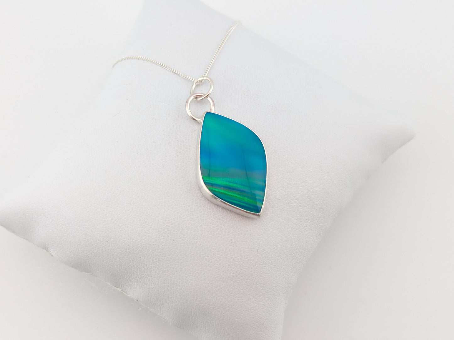 Blue Green Aurora Opal Pendant