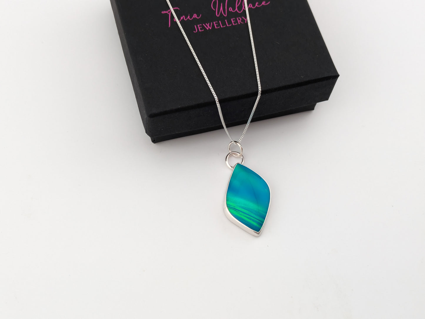 Blue Green Aurora Opal Pendant