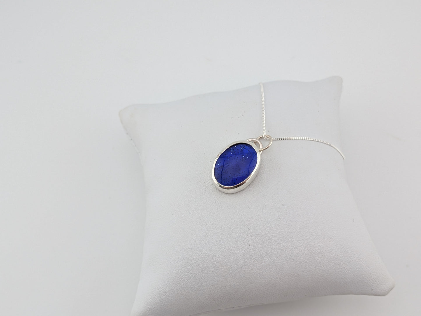 Blue Glitter Bowlerite Oval Pendant