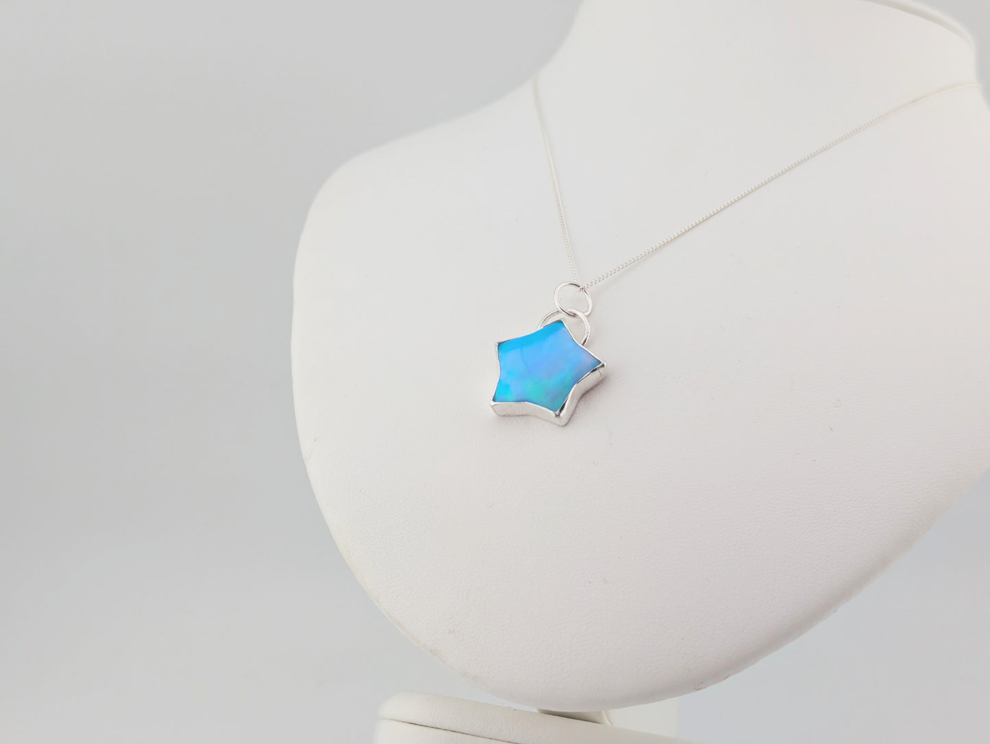 Blue/Green Aurora Opal Star Pendant