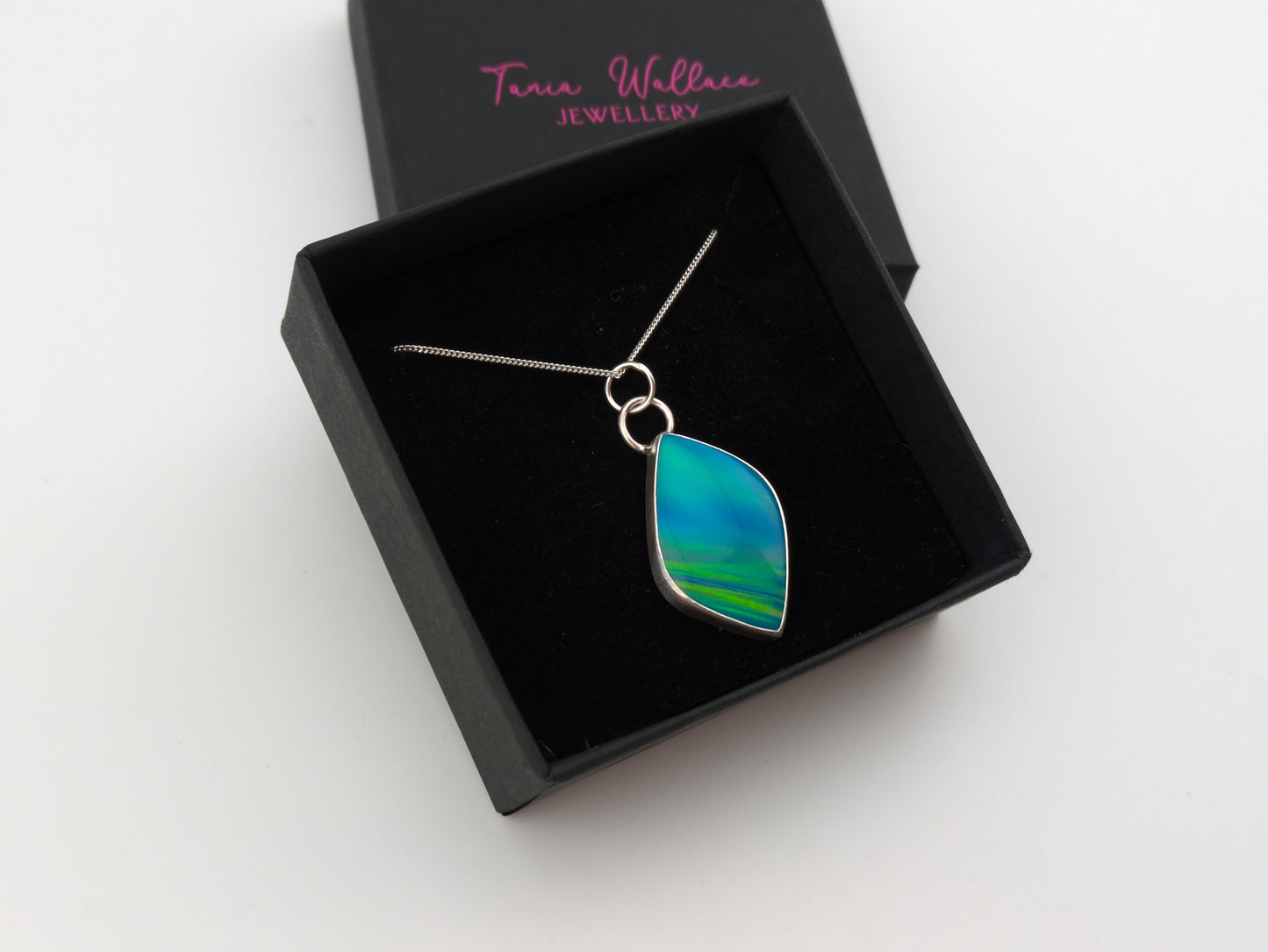 Blue Green Aurora Opal Pendant