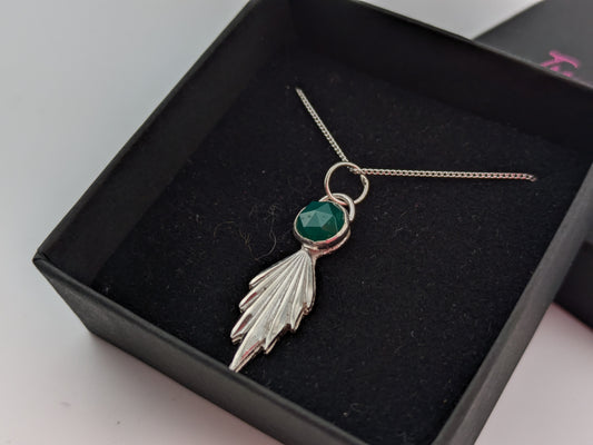 3D Fan and Green Agate Pendant