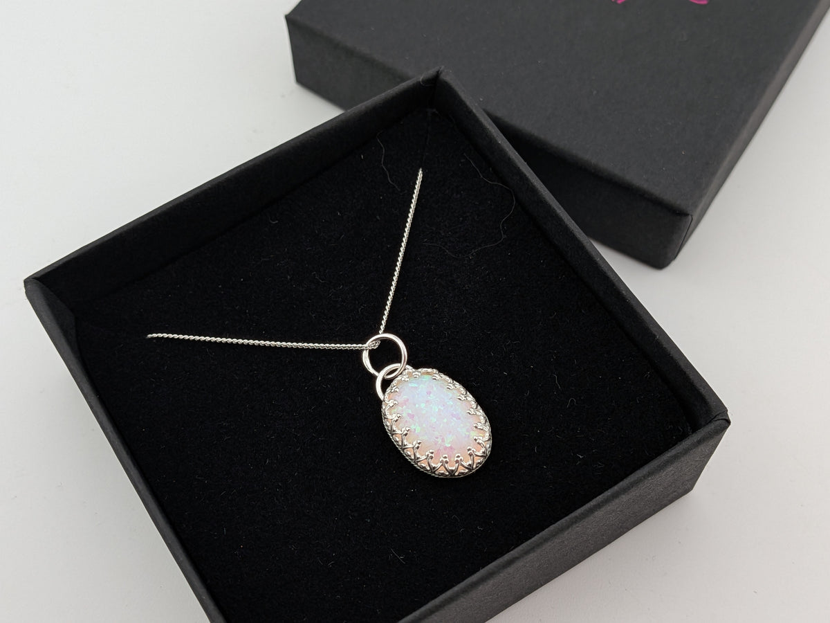 Oval Lab Created Opal Pendant