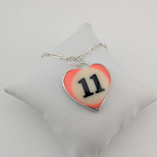 Pink/Orange #11 Pool Ball Pendant