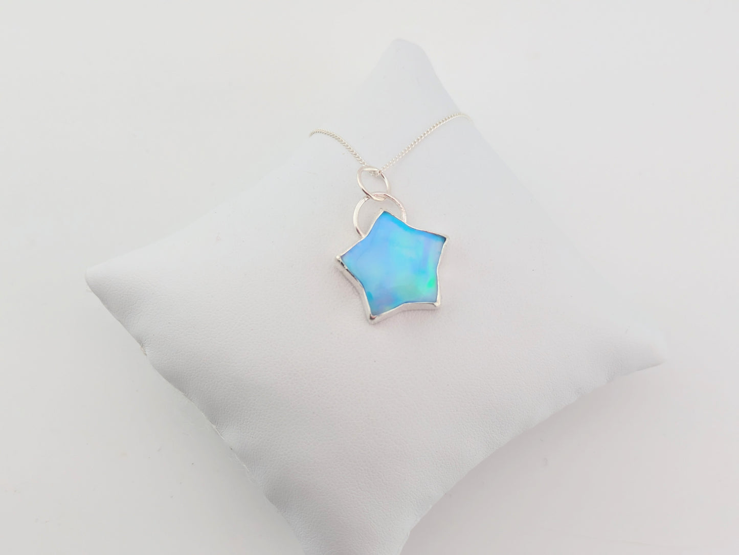 Blue/Green Aurora Opal Star Pendant