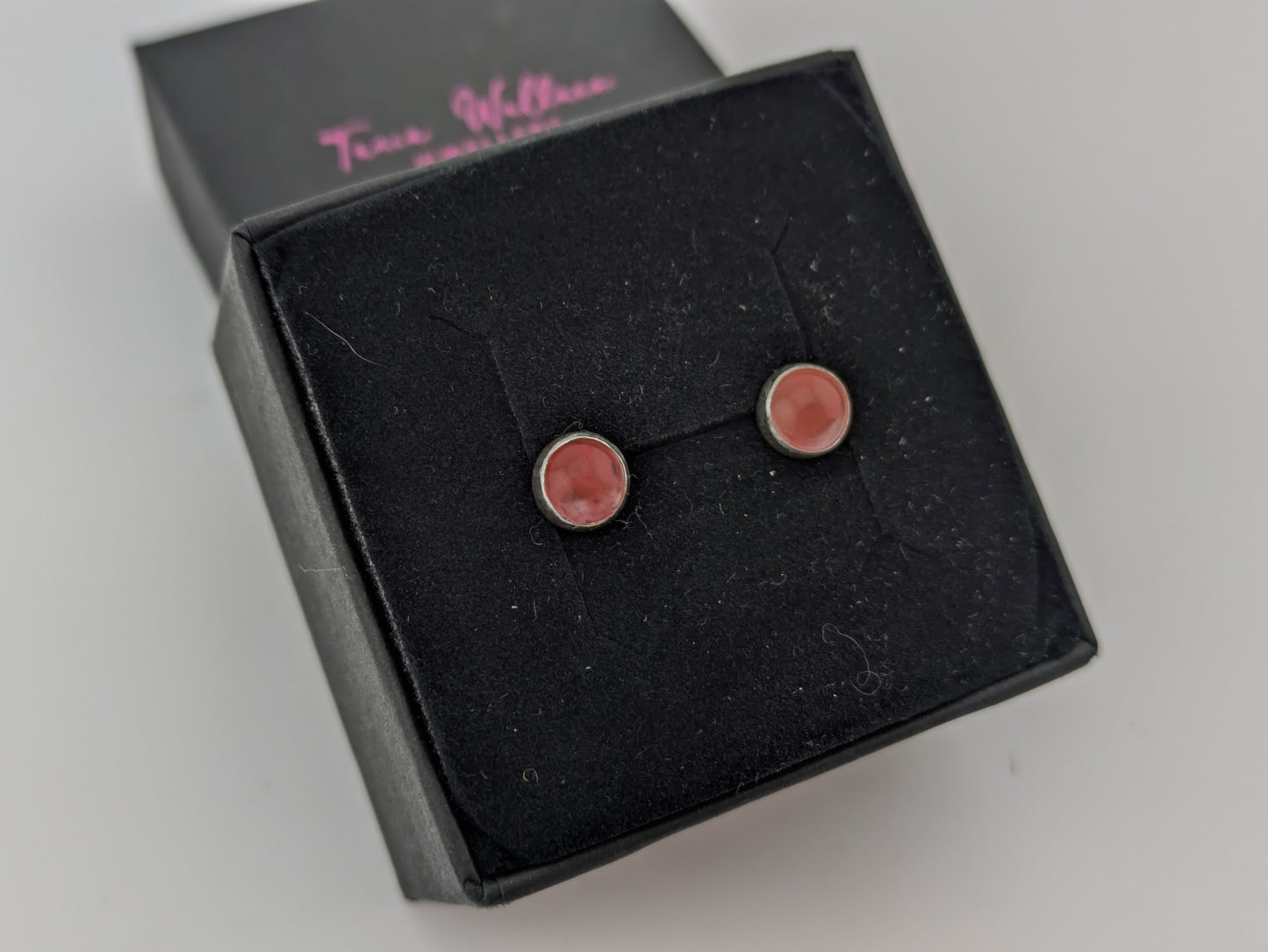 Cherry Quartz Sterling Silver Studs