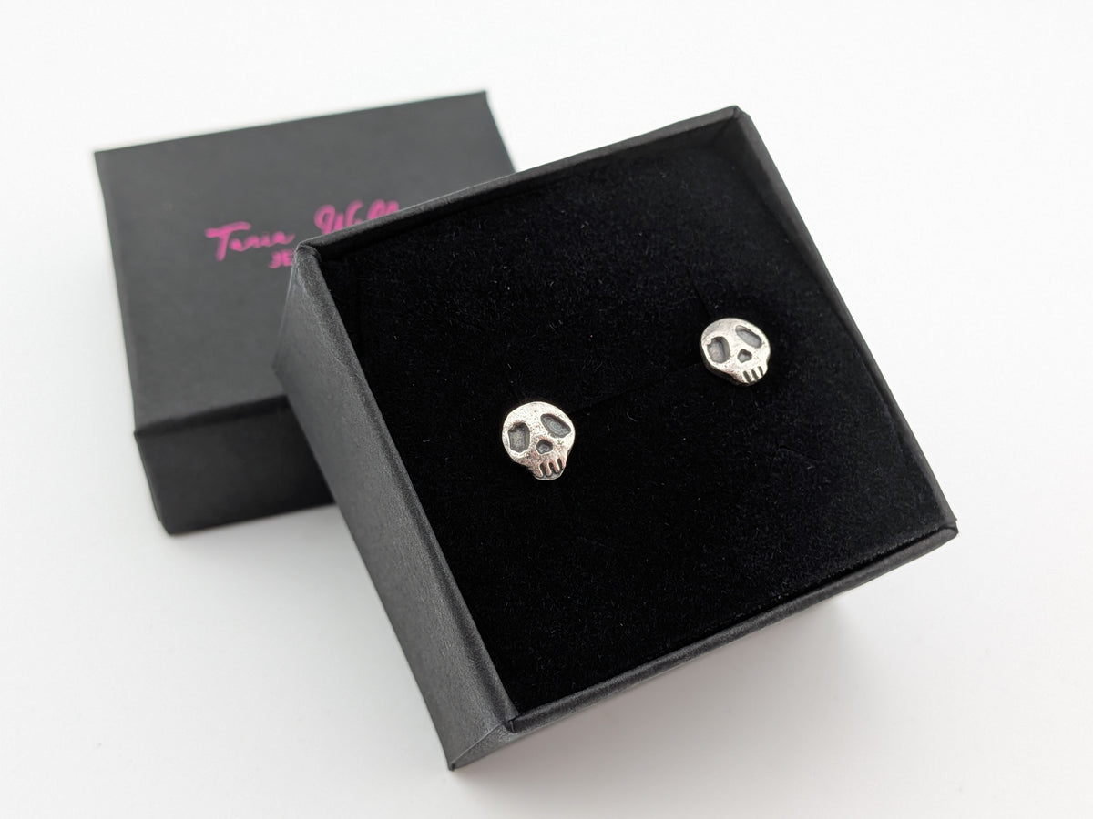 Solid Silver Skull Studs