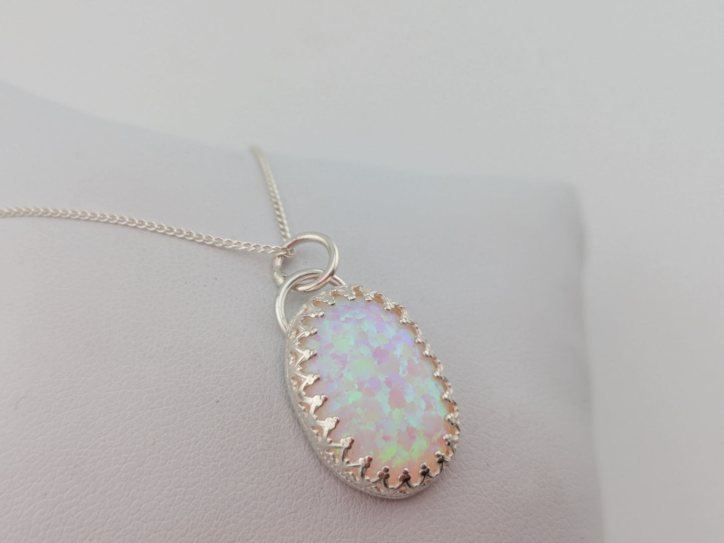 Oval Lab Created Opal Pendant
