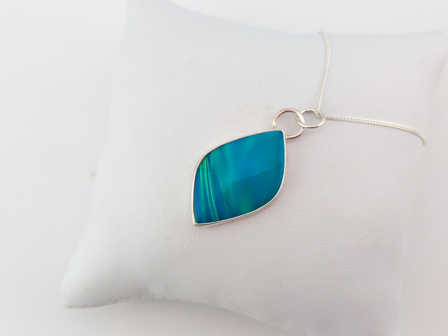 Blue Green Aurora Opal Pendant