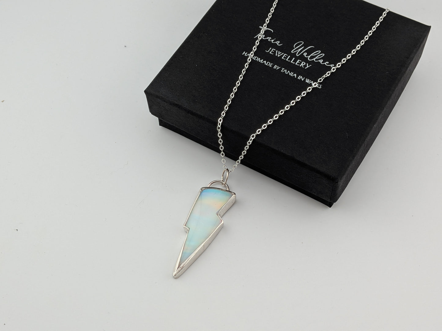 White Iridescent Bolt Pendant
