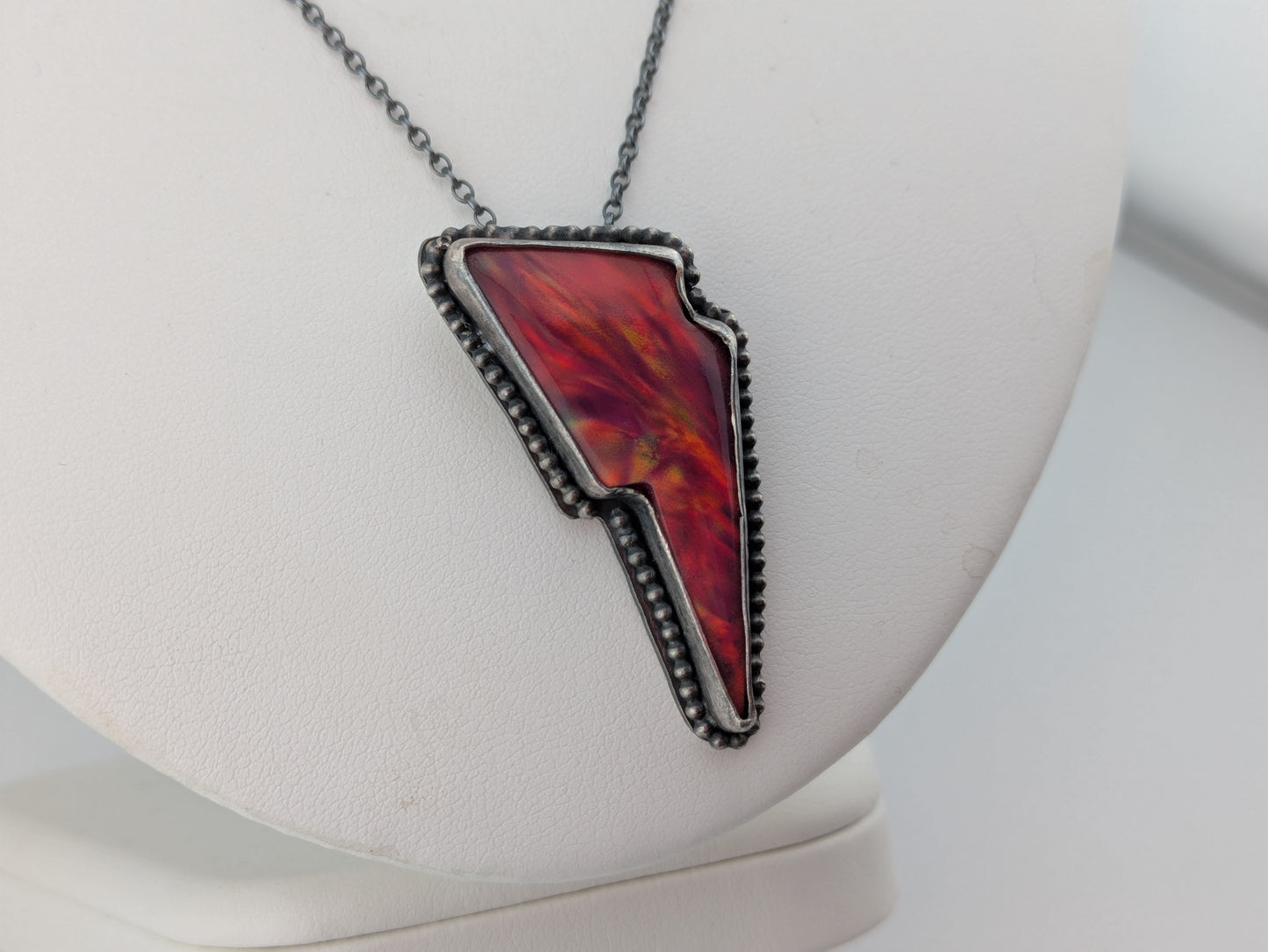 Red Aurora Opal Bolt Pendant