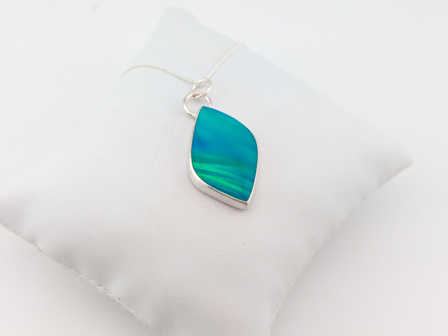 Blue Green Aurora Opal Pendant