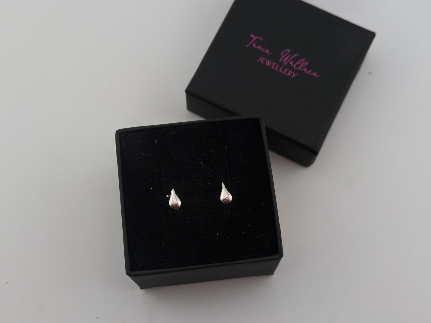 Mini Solid Silver Teardrop Studs