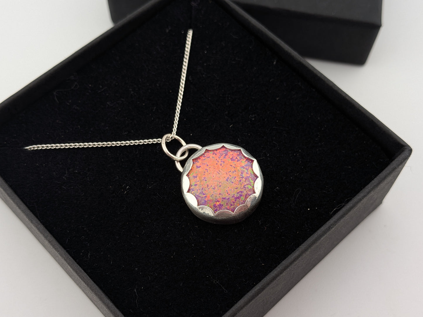 Pink Rainbow Glitter Opal Pendant