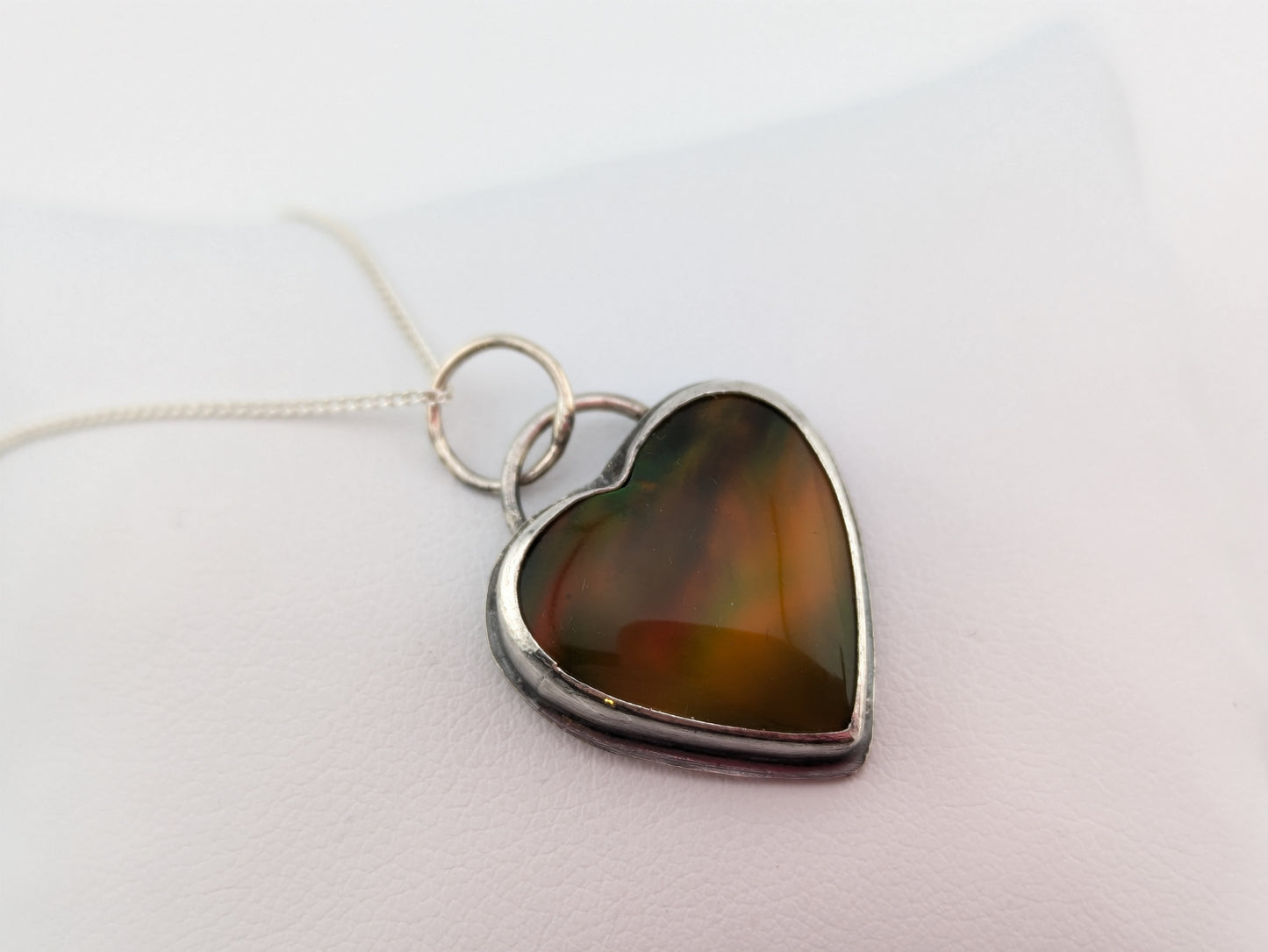 Earthy Aurora Opal Heart Pendant