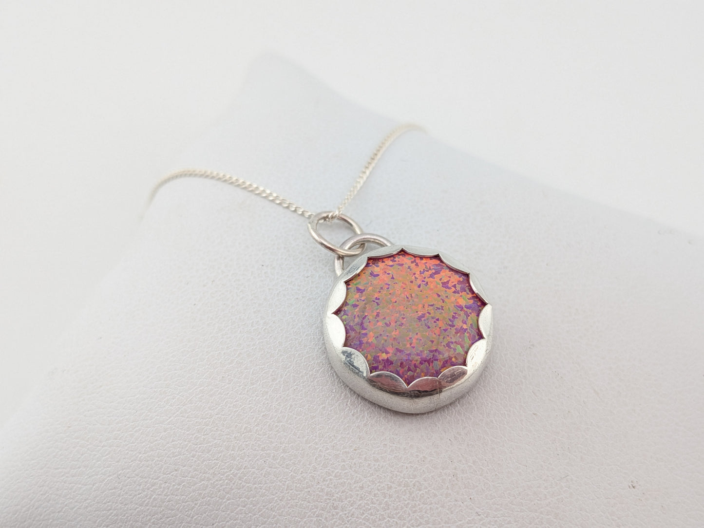 Pink Rainbow Glitter Opal Pendant