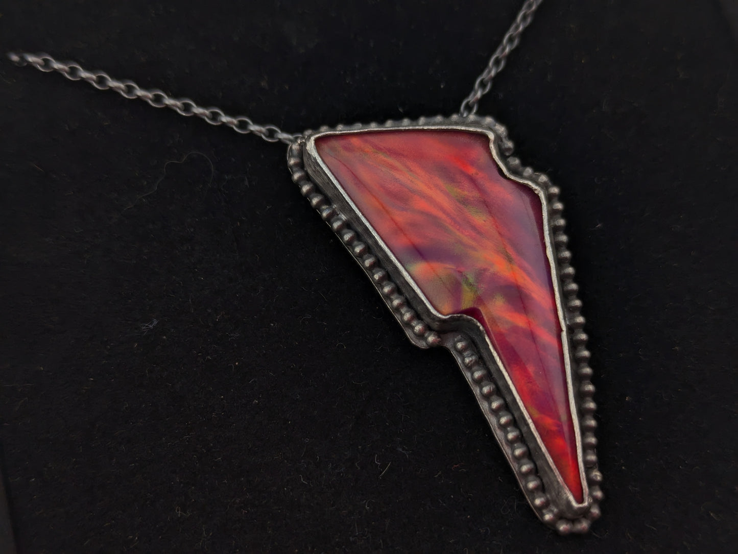 Red Aurora Opal Bolt Pendant