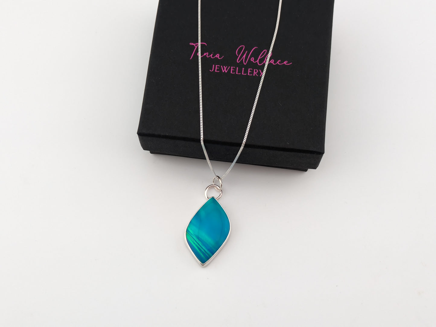 Blue Green Aurora Opal Pendant