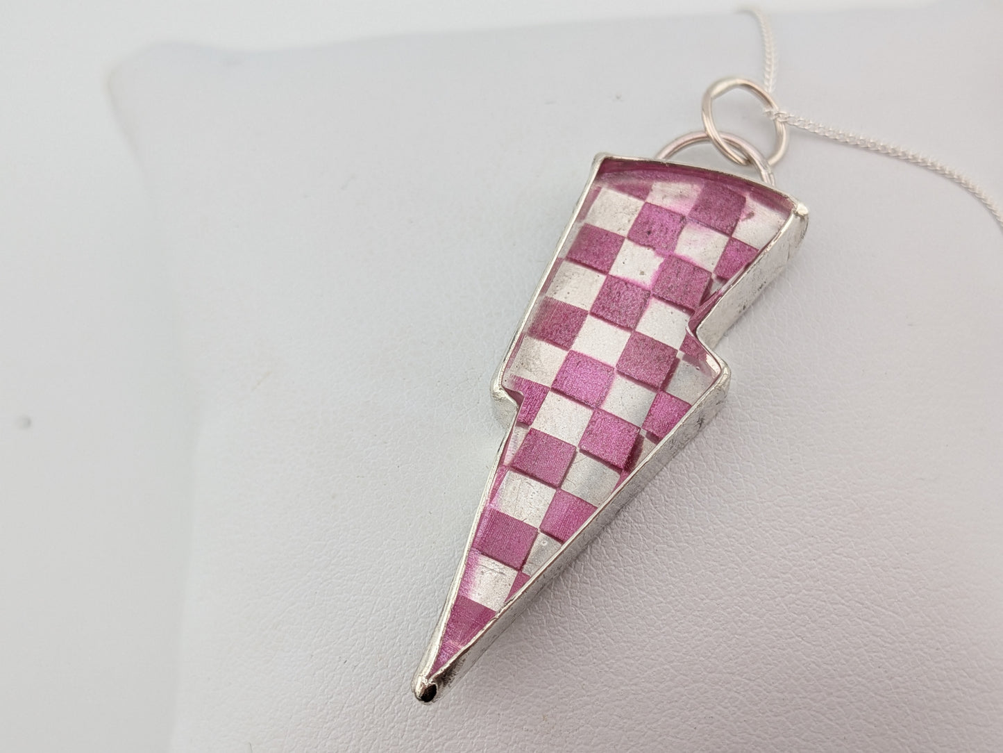 Pink Checkerboard Pendant