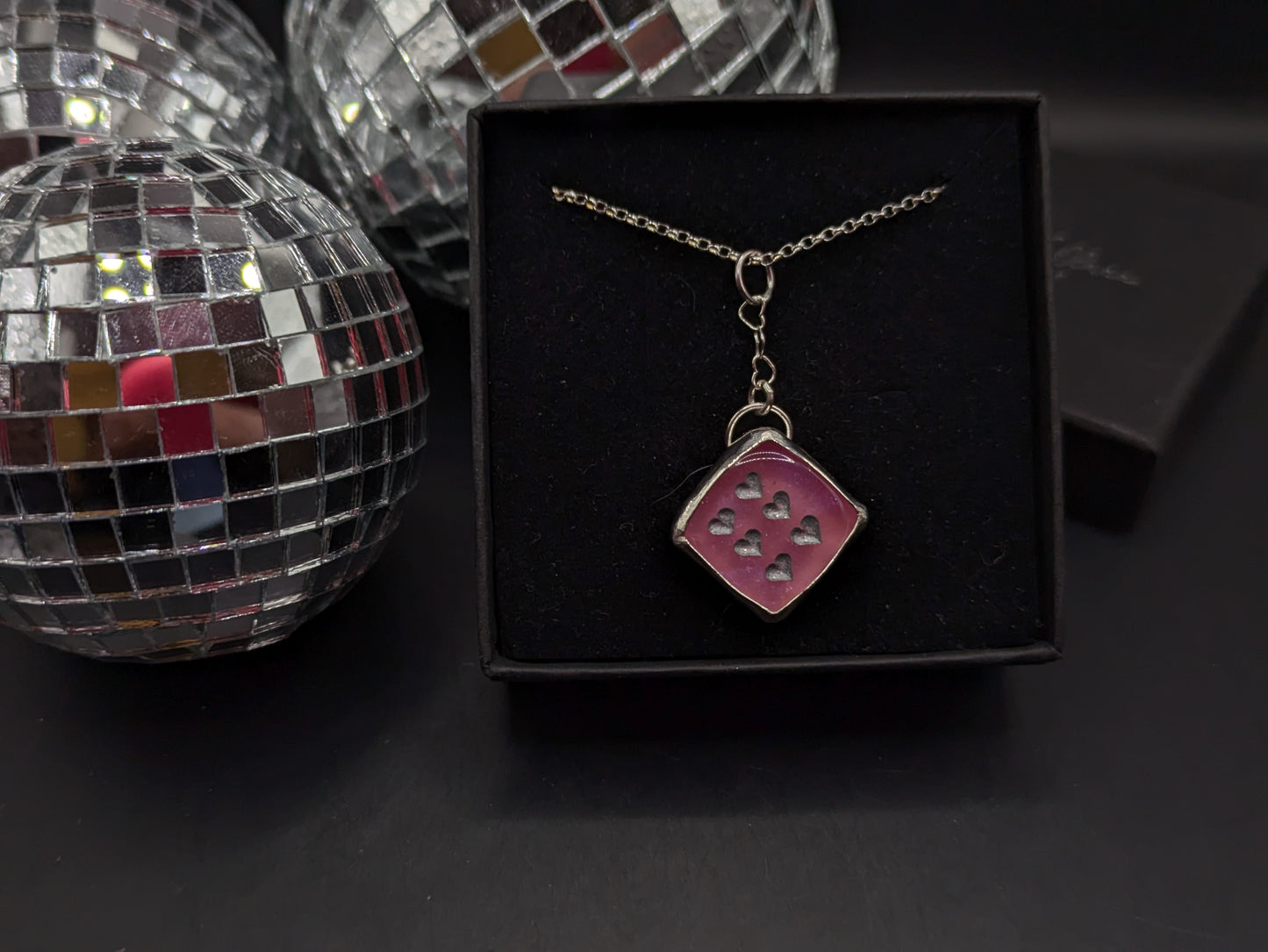 Pink Dice Necklace