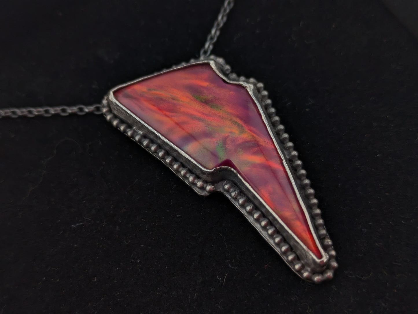 Red Aurora Opal Bolt Pendant