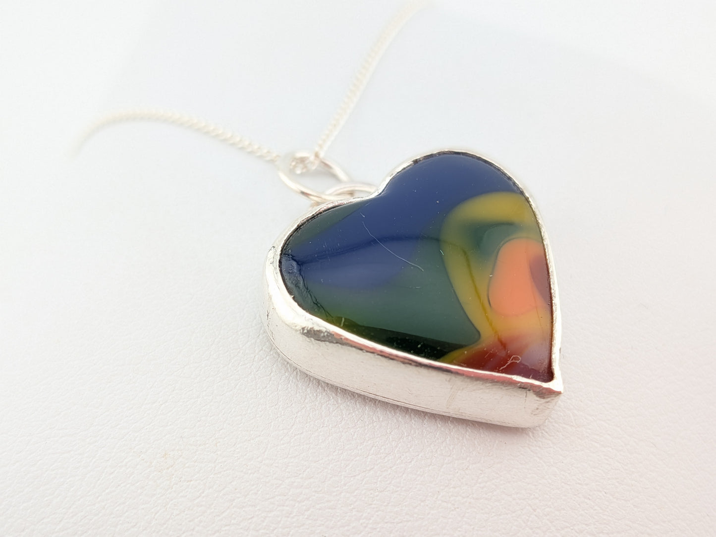 Rainbow Swirl Heart Pendant