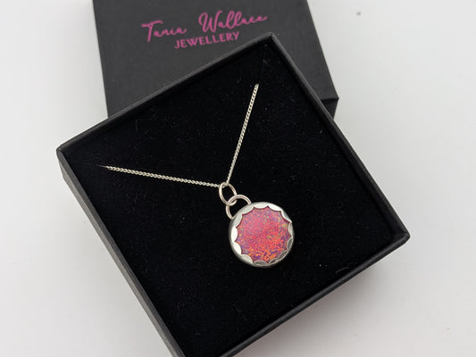Pink Rainbow Glitter Opal Pendant