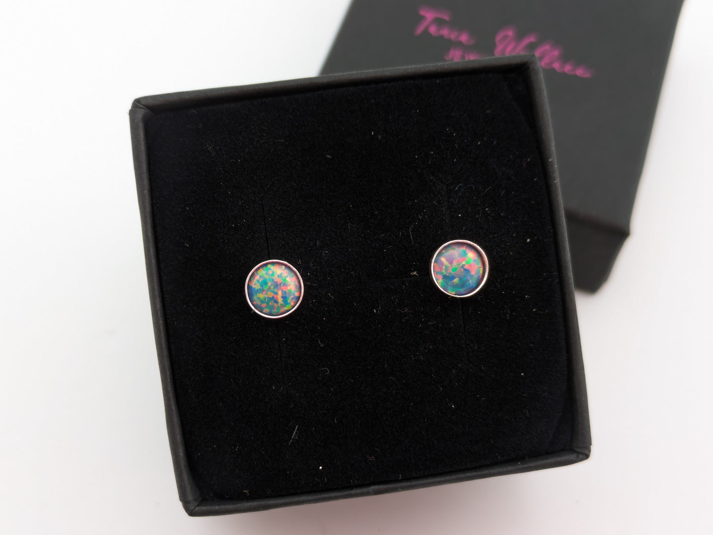 Aegean Blue Lab Opal Sterling Silver Studs