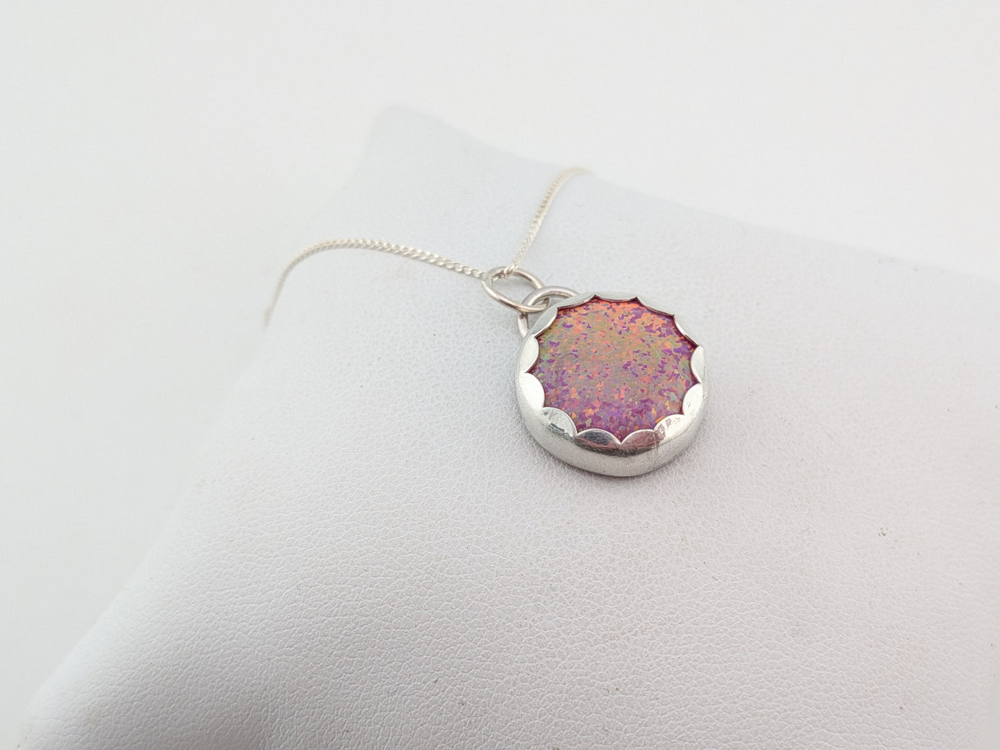 Pink Rainbow Glitter Opal Pendant