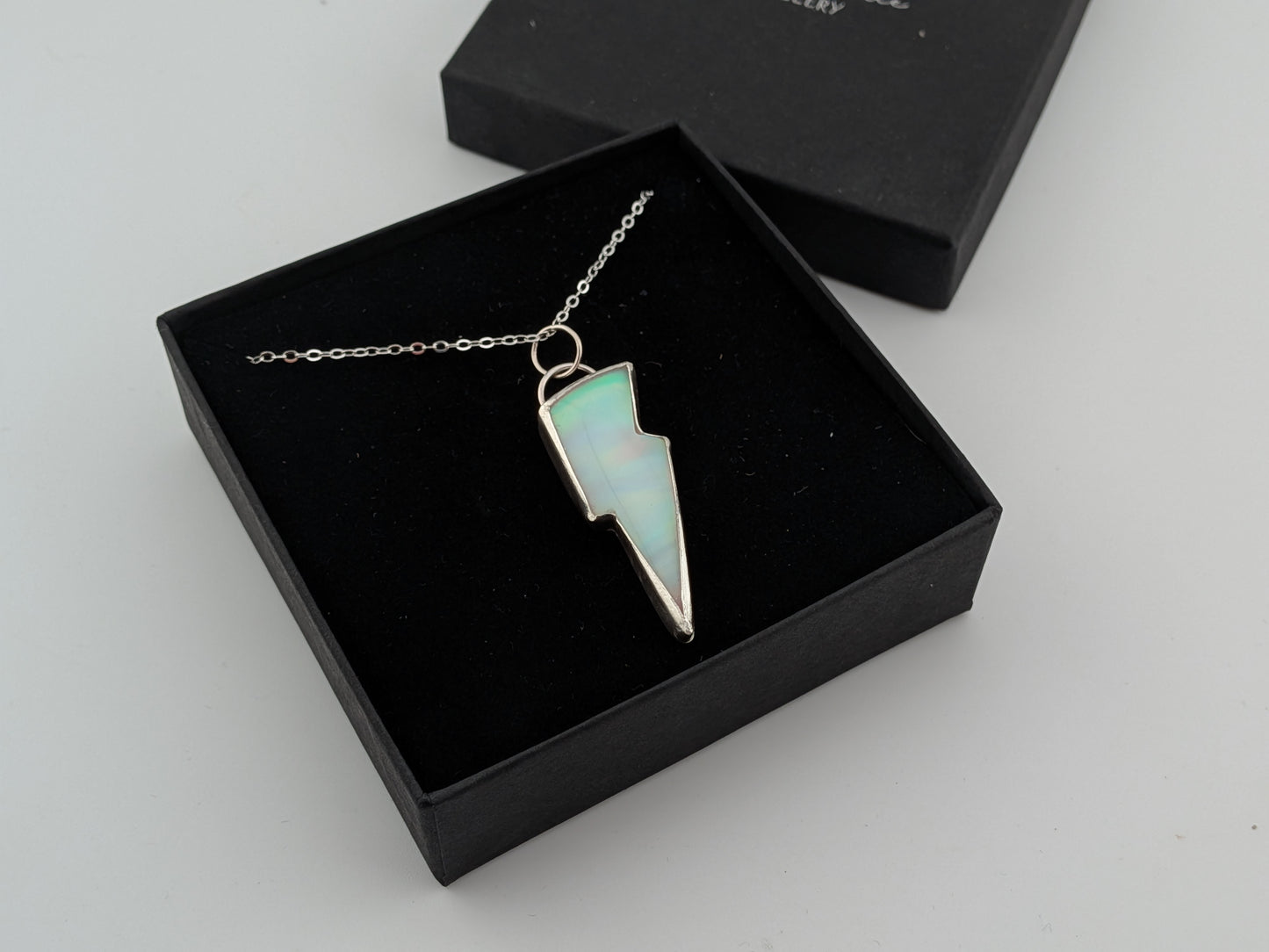 White Iridescent Bolt Pendant