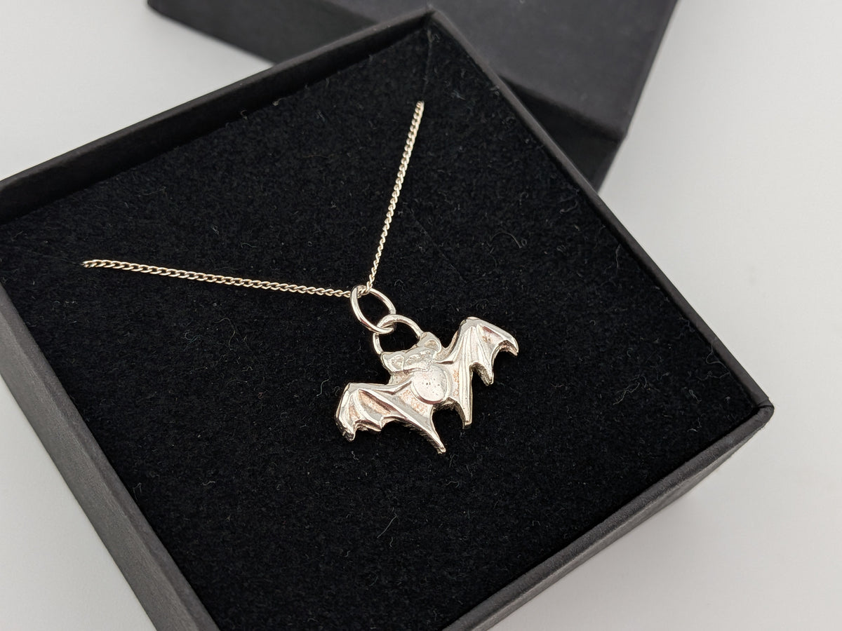 Sterling Silver Hand Pressed Bat Pendant