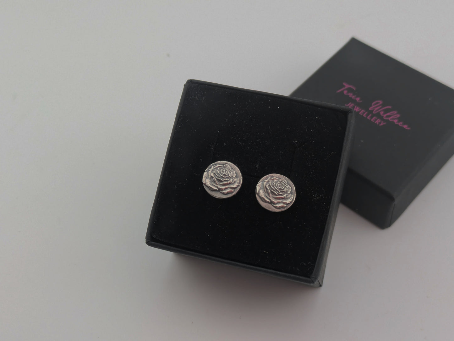 Solid Silver Rose Studs