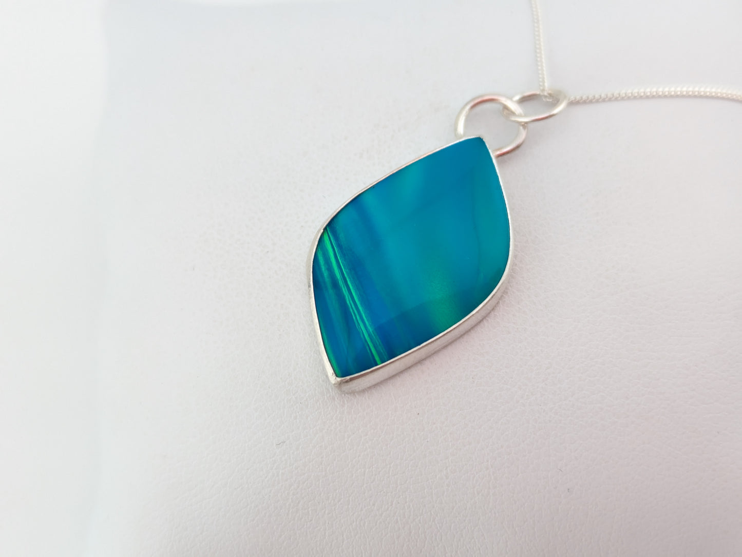 Blue Green Aurora Opal Pendant