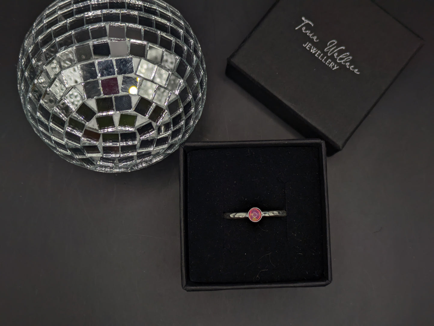 Sterling Silver Band With Candy Pink Opal