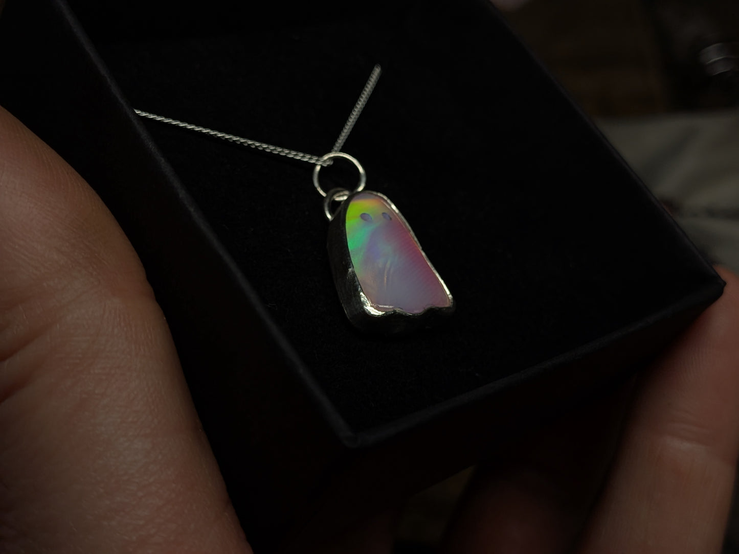 Baby Pink Aurora Opal Ghost Pendant