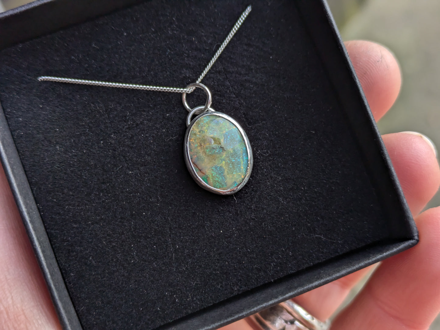 Sterling Opal Oval Pendant