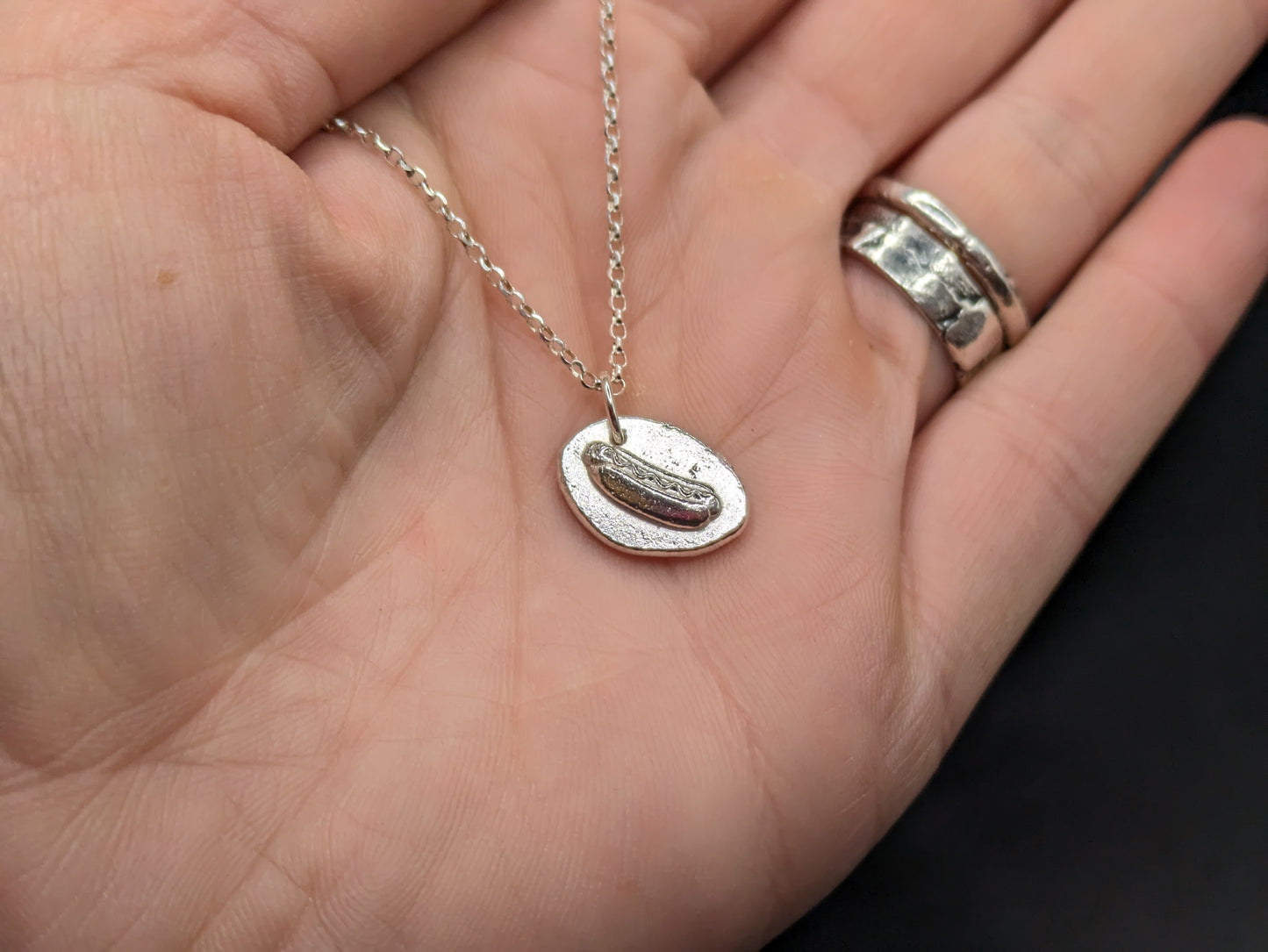Solid Silver Hotdog Pendant