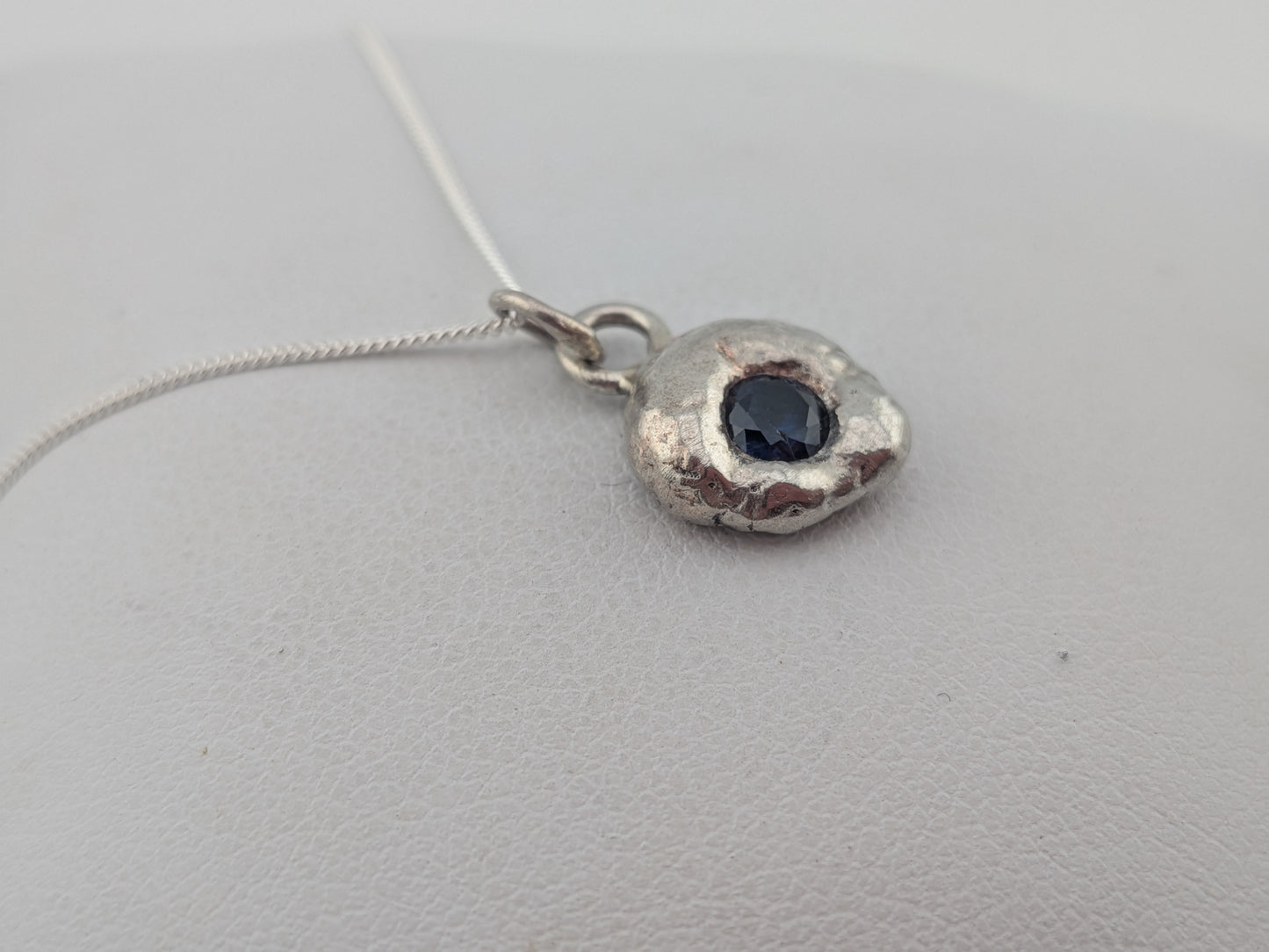 Nugget and Lab Sapphire Pendant