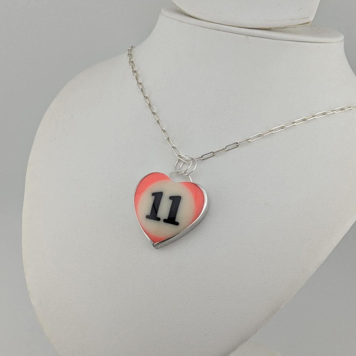 Pink/Orange #11 Pool Ball Pendant