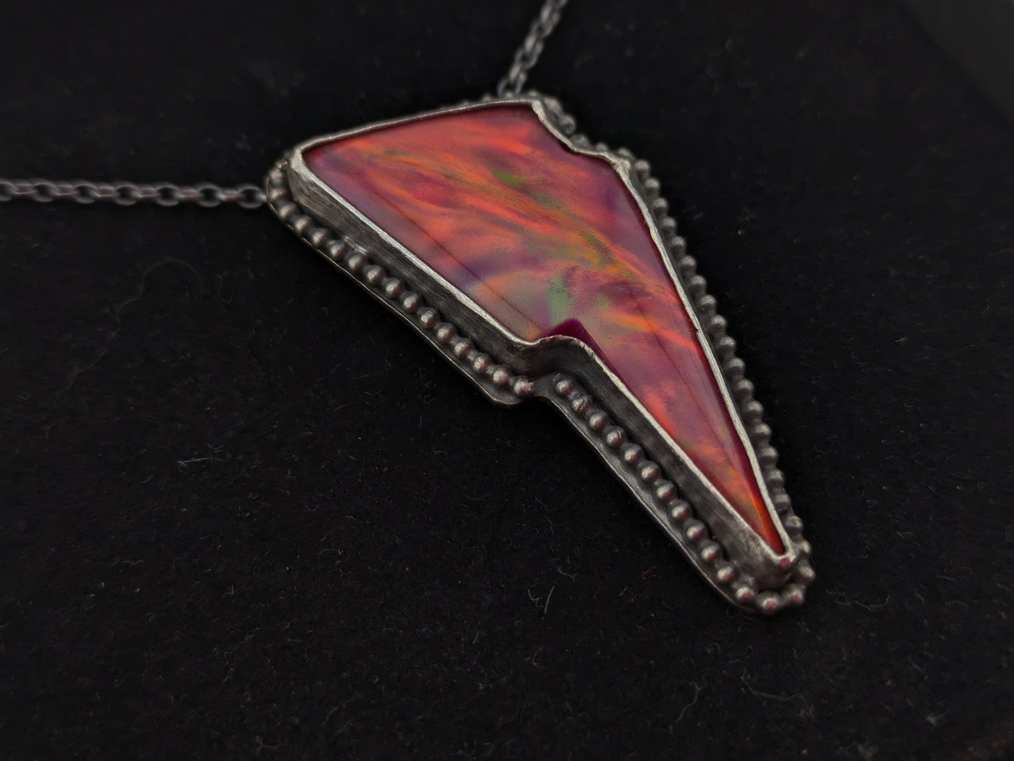 Red Aurora Opal Bolt Pendant