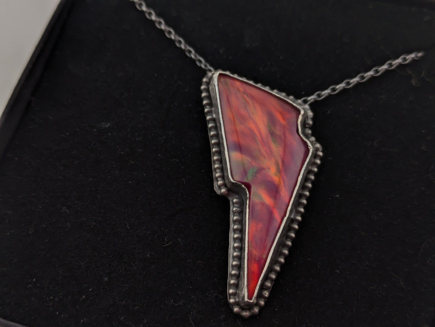 Red Aurora Opal Bolt Pendant