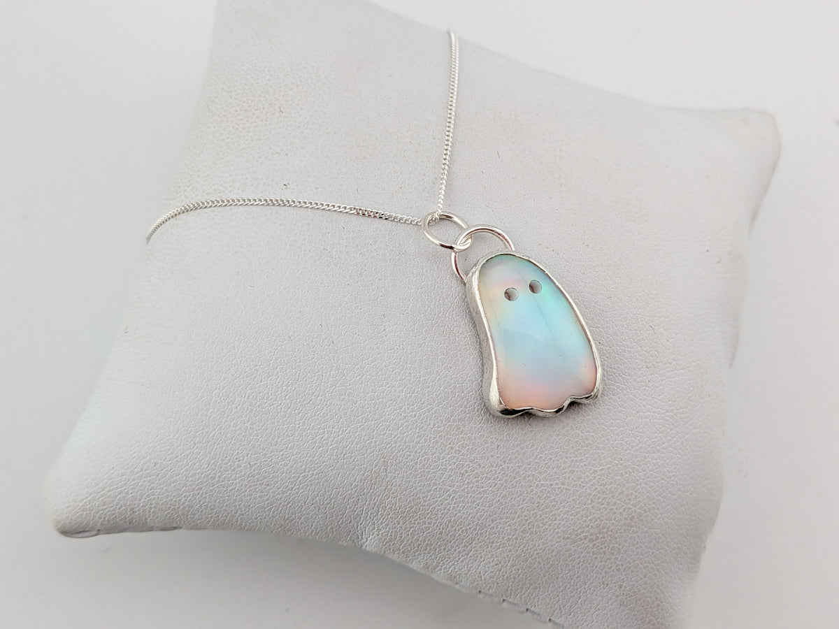 Iridescent Aurora Opal Ghost Pendant