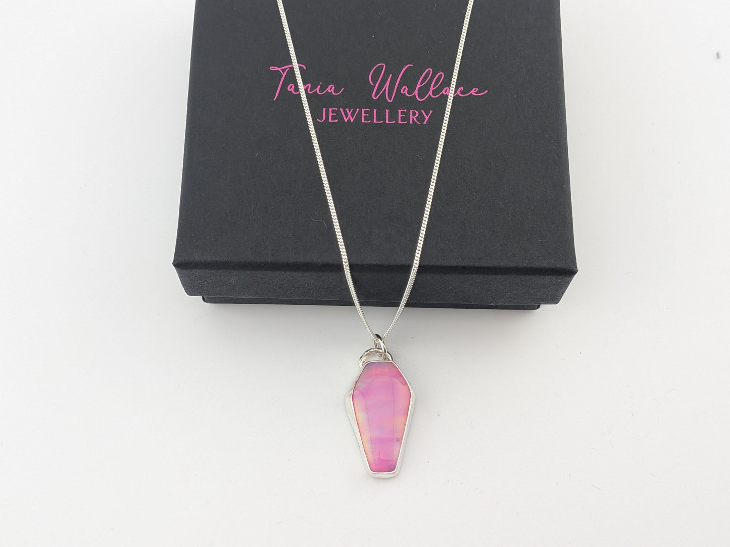 Pink Aurora Opal Coffin Pendant