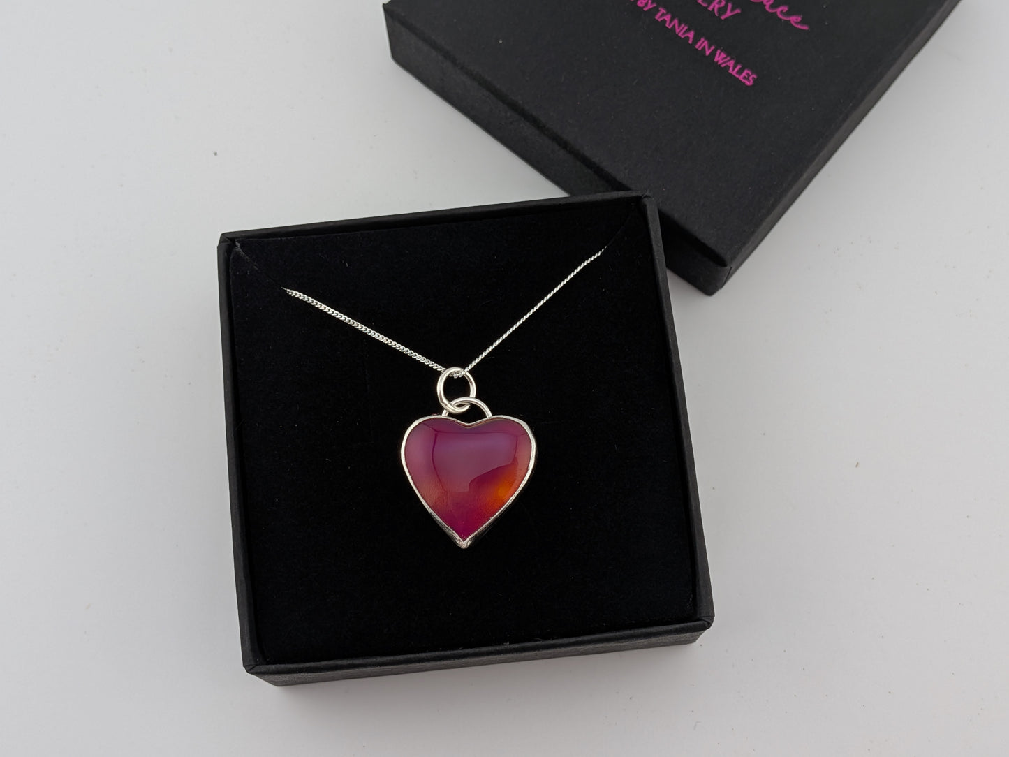 Cherry Red Aurora Opal Heart Pendant