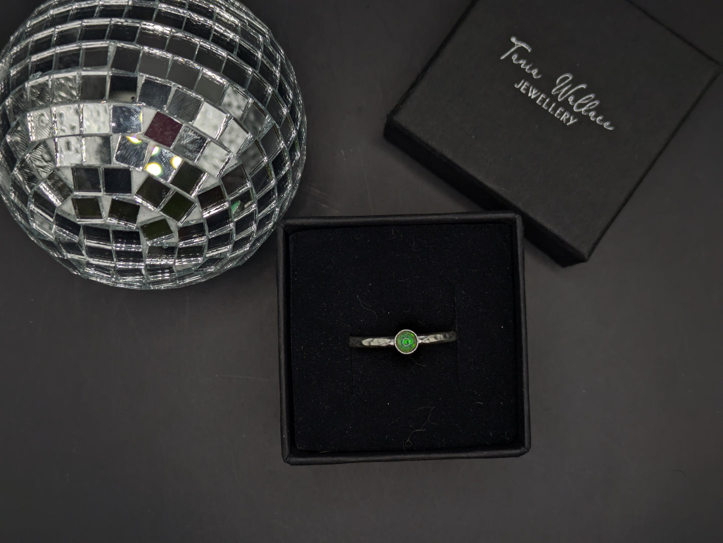 Sterling Silver Band With Green Opal