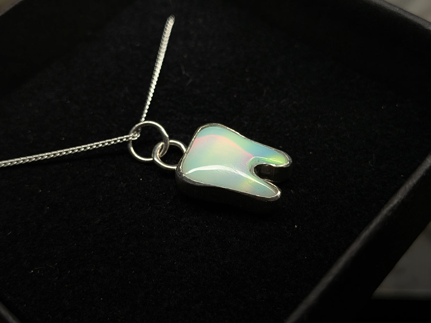 Aurora Opal Tooth Pendant