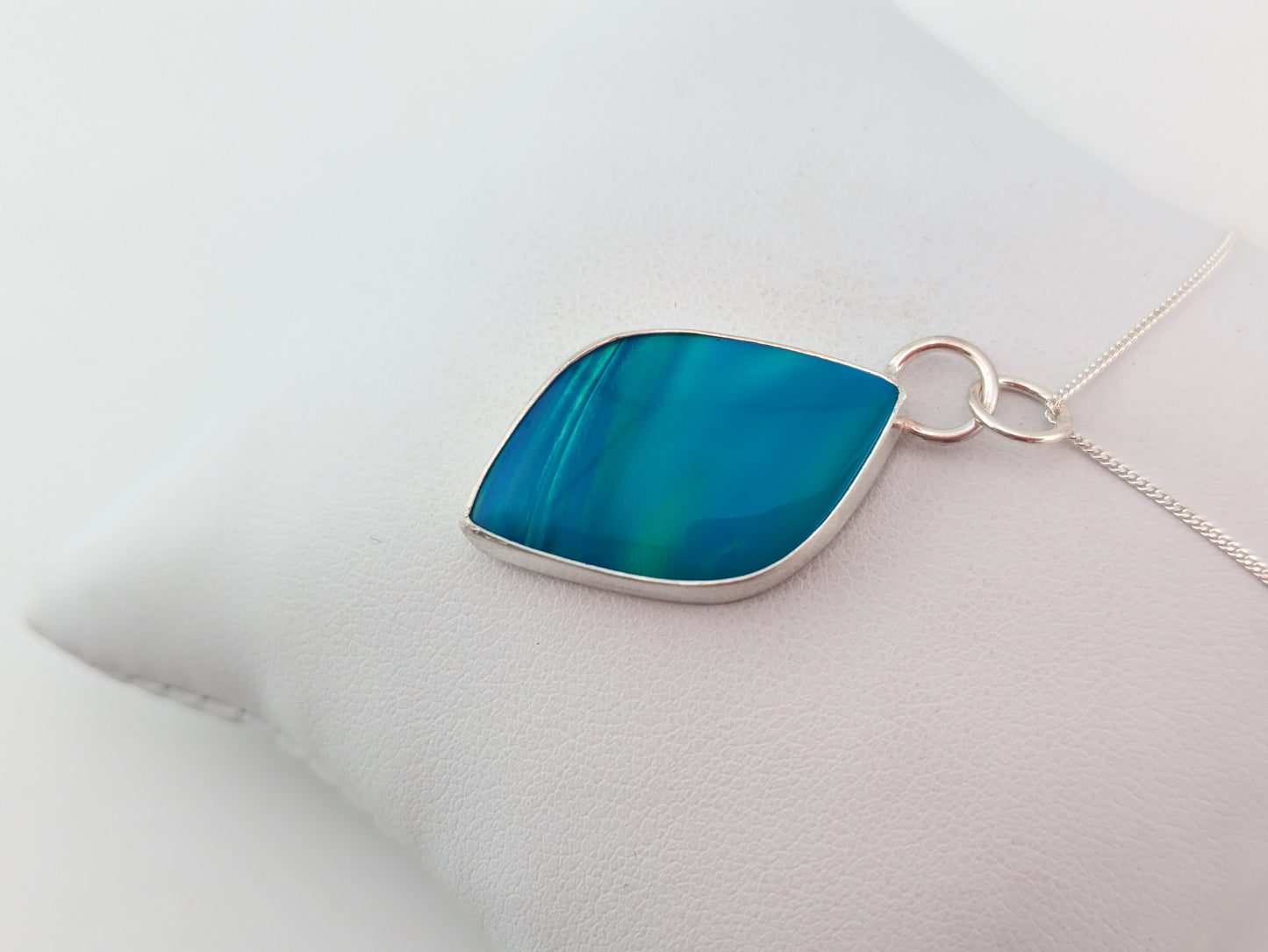 Blue Green Aurora Opal Pendant