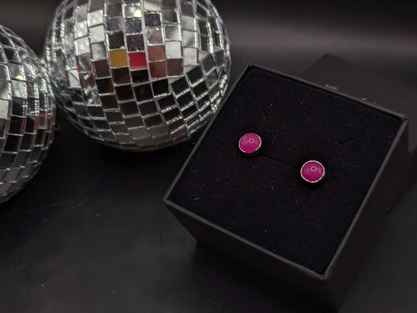 Hot Pink Jade Studs