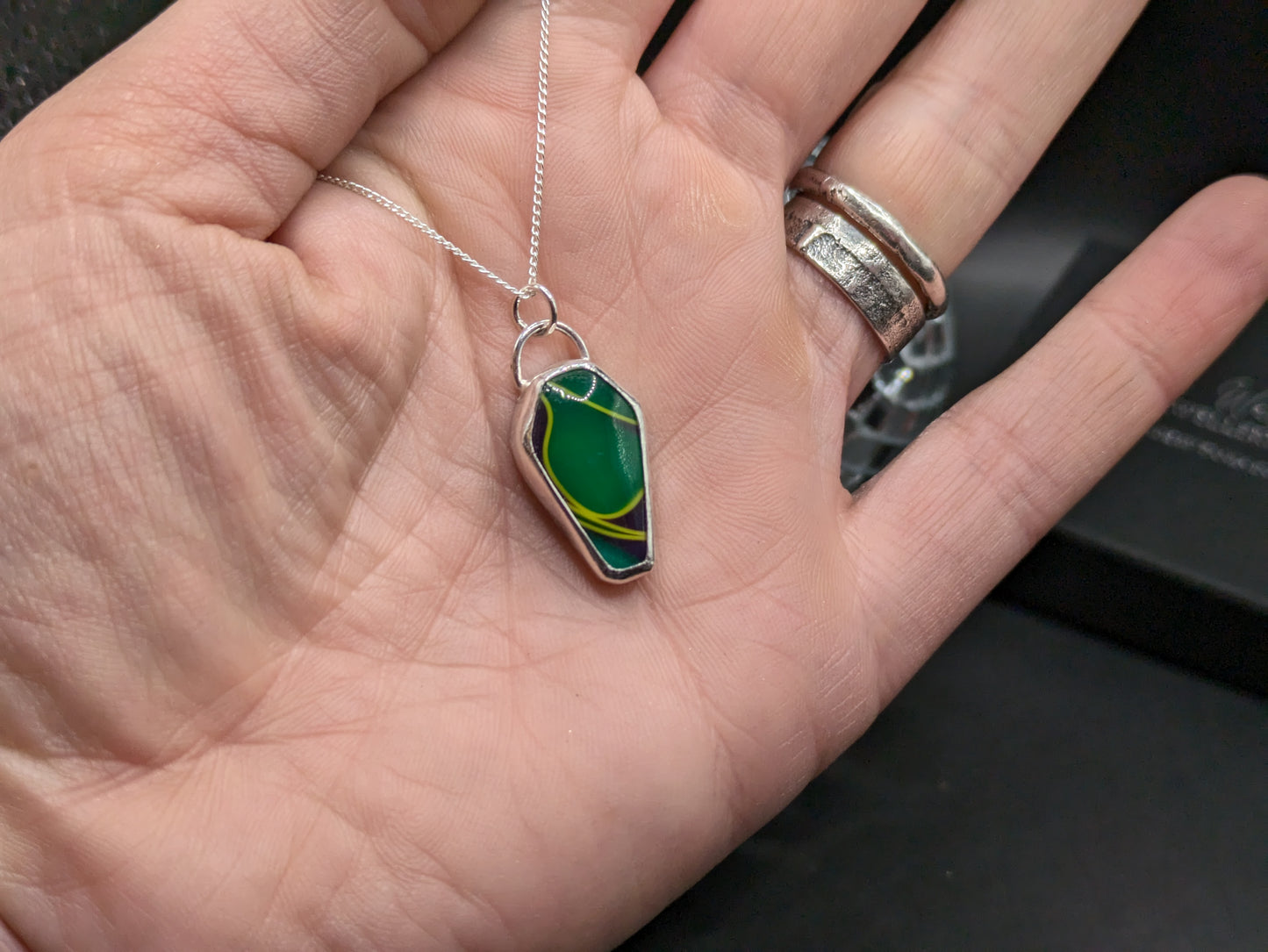 Green and Purple Coffin Pendant