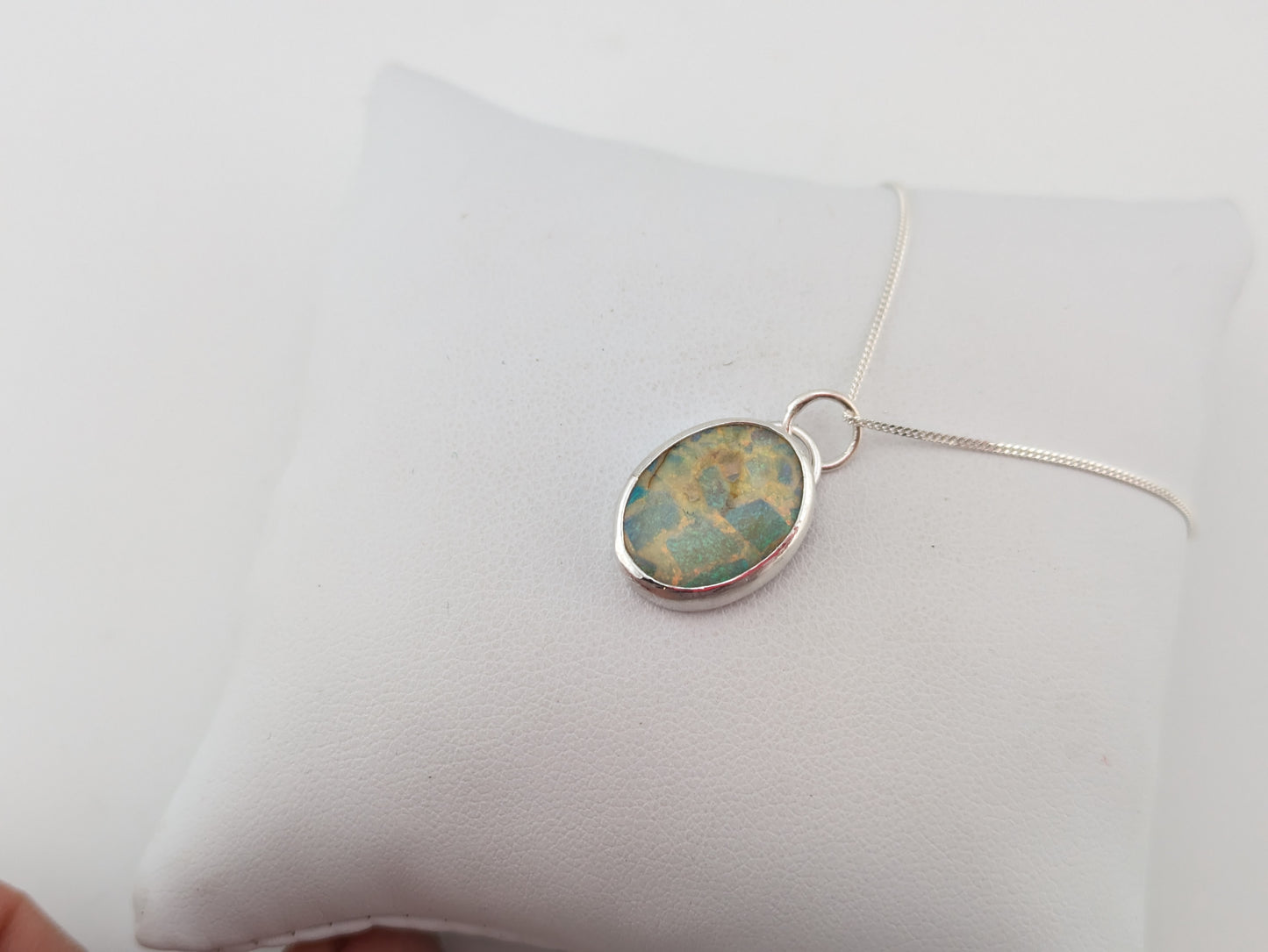 Sterling Opal Oval Pendant